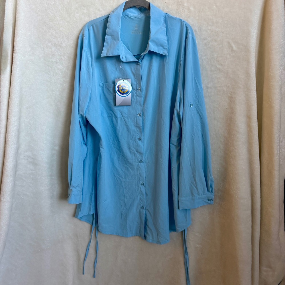 Soothfeel Light Blue UPF 50+ Sun Protection Shirt Dress NWT Womens Size XXL